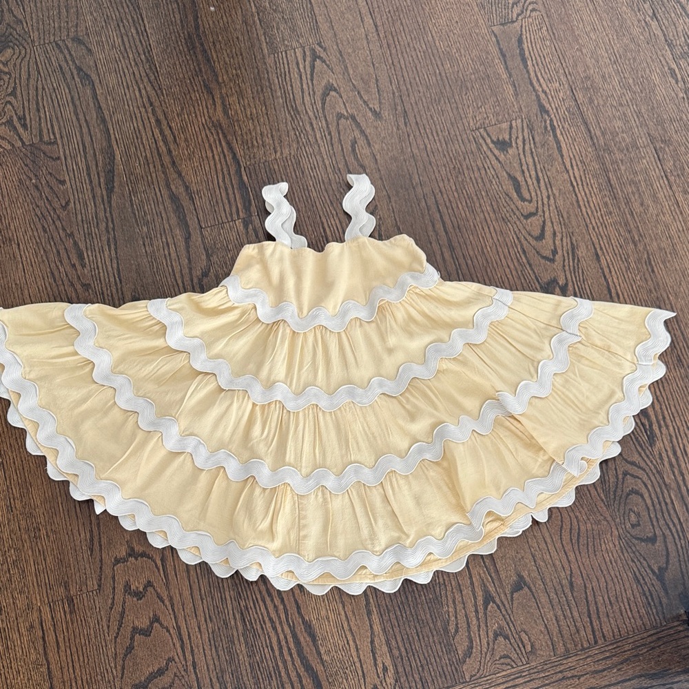 Rylee + Cru Yellow and White Ric Rac Kids Dress